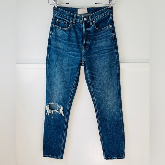 Everlane The 90s Cheeky High Rise Destructed Blue Jean - Picture 4 of 13